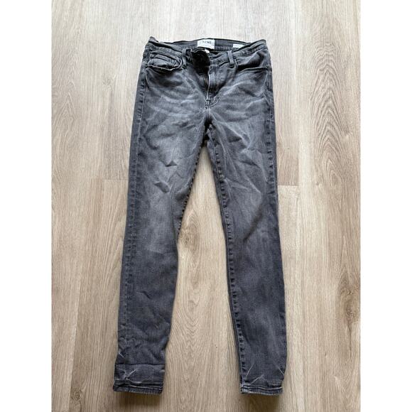 Frame Denim Denim - FRAME Le Skinny De Jeanne Crop jeans, women's size 30, black gray, stretch